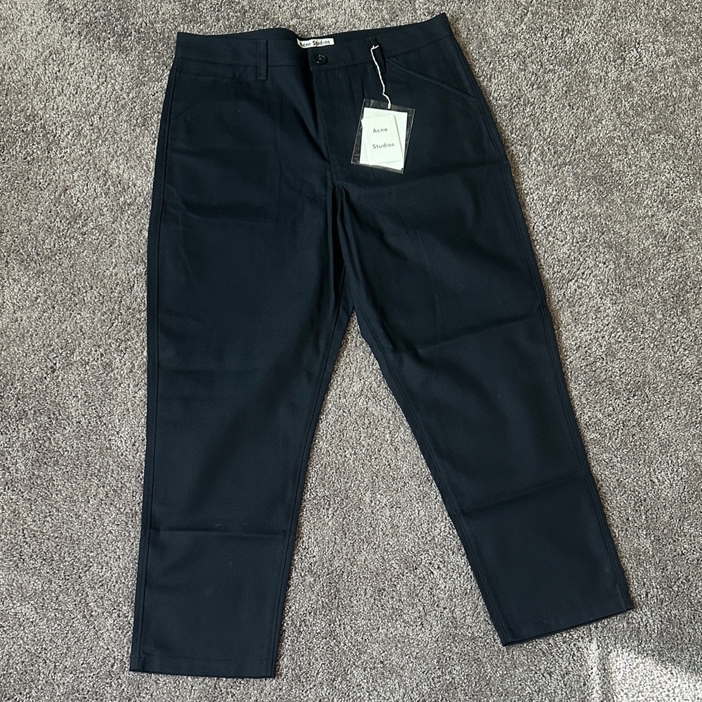 Acne Black Cropped Straight Leg Pants